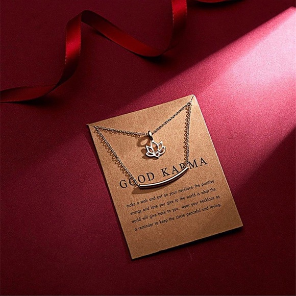 💝2/$20💝Good karma lotus layer bar necklace - Picture 4 of 4